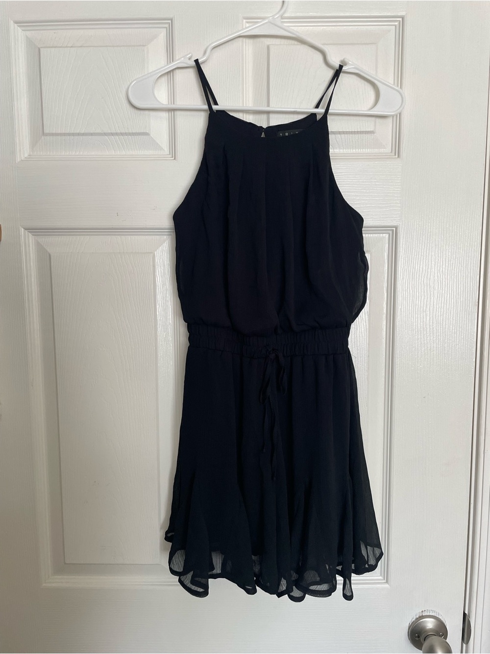 Trixxi Women’s size XS Black Halter Spaghetti Strap Romper